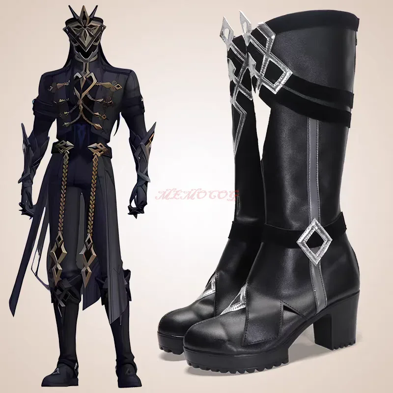 Game Capitano Cosplay Shoes PU Leather Boots Halloween Cosplay Genshin Impact Capitano Prop Custom Made Shoes