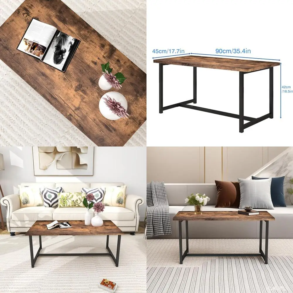 

Современный промышленный прямоугольный журнальный столик, коричневый, с металлическим каркасом, подходит для небольших помещений и квартир