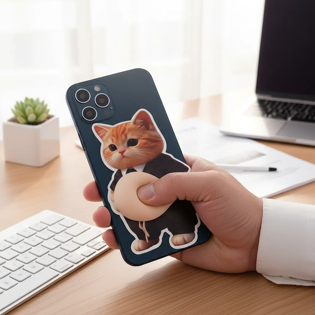 

Funny Orange Cat Squeeze Toy Anti Scratch Protector Sticker Super Soft Silicone Fat Belly Dog Car Rearview Mirror Decor Stress R