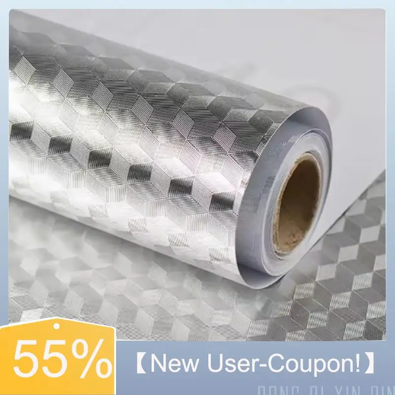 Sept.Waterproof Brushed PVC Silver Wall Sticker Wardrobe Cabinet Self Adhesive Furniture Wallpaper