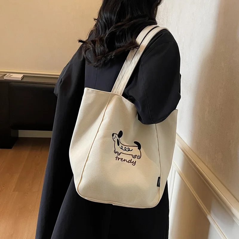 

Canvas Women Shoulder Bag High Quality Female Student Tote Shopper Bags 2026 New Large Fashion Bookbag University Woman Handbags