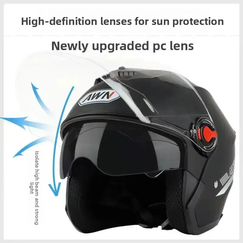 New National Standard 3C Certified Motorcycle Riding Helmet Dual Lens Electric Vehicle Helmet for All Seasons Compatible