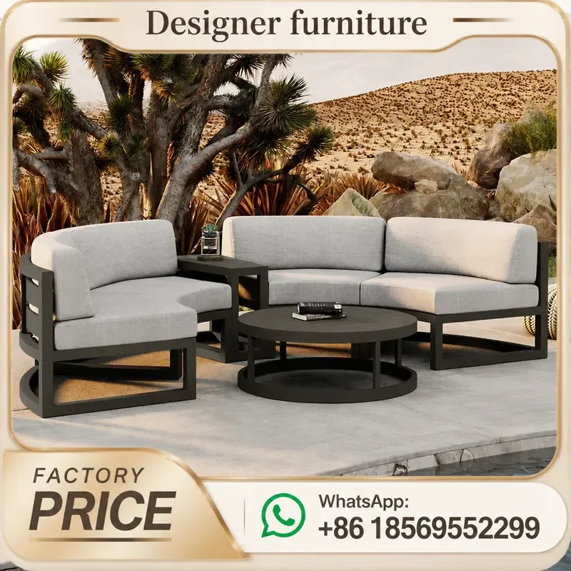 Outdoor Aluminum Alloy Sofa Arc Form Waterproof Sunscreen For Courtyard Patio Balcony Garden Hotel Leisure Full Circle
