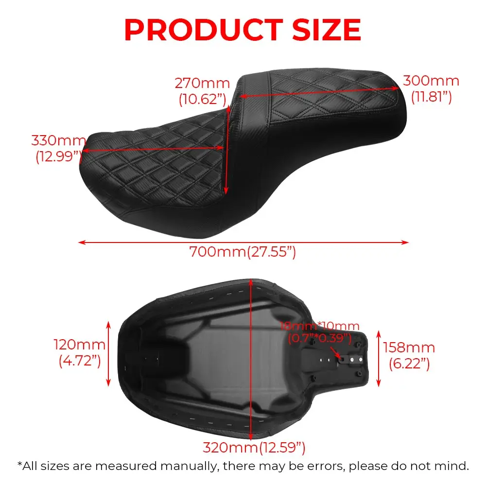 Motorcycle Two-Up Driver Passenger Seat Dual Saddle For Harley Dyna Street Bob Fat Bob Low Rider Super Glide Switchback 06-2017 view 2