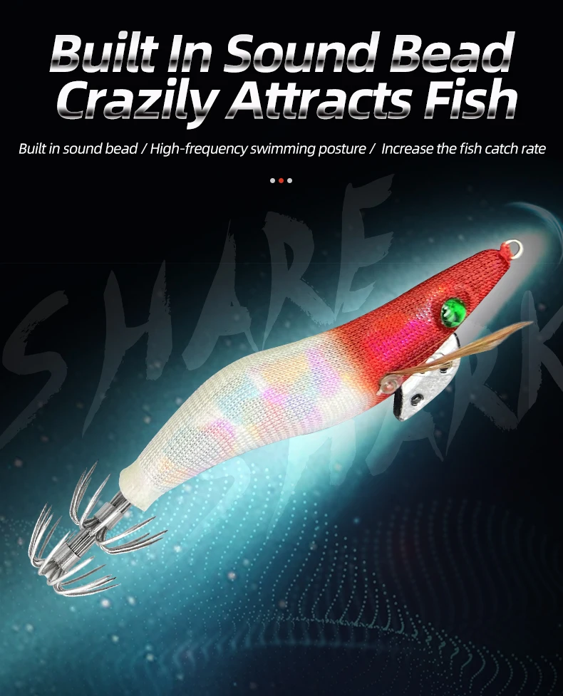 ShareShark 5 Stück/Beutel 2,5 # Leuchtender Holz-Garnelenköder für das Meeresangeln – Künstlicher Tintenfisch- und Sepiaköder – Detail 4