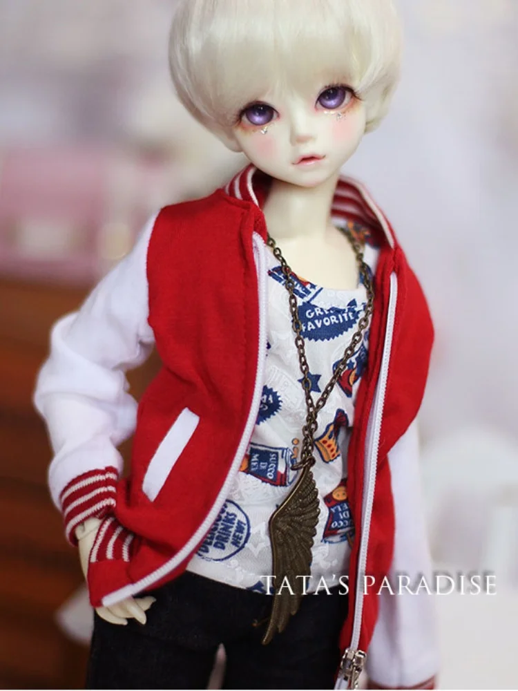 Bjd.sd.dd doll clothes1/3 Red and white splicing super cute baseball jacke BJD doll accessories (no dolls)