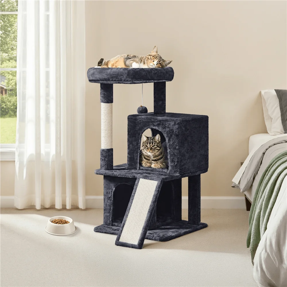 

1PC 36inch Multilevel Cat Tree Cat Tower With Double Condos And ching Post