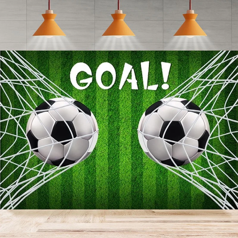 Soccer Photography Backdrop Boys Football Field Score Goal Sports Background Kids Birthday Home Party Backdrop Wall Banner Decor