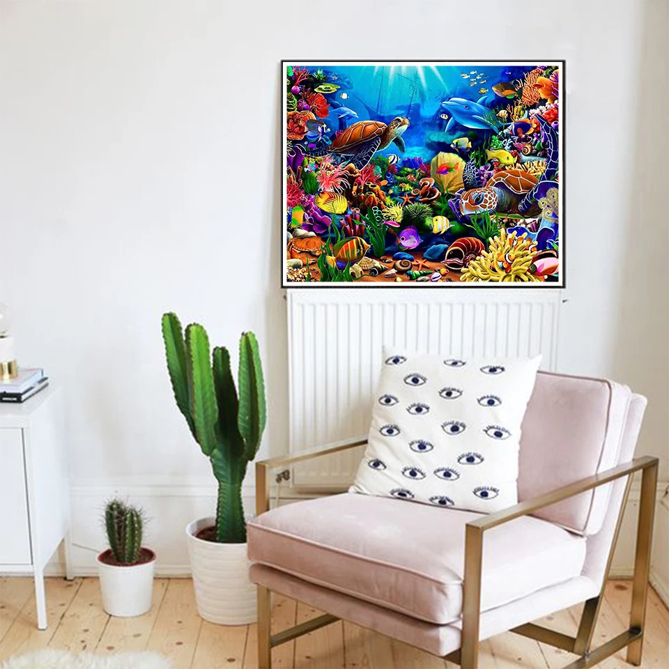 AB Fairy Dust Diamond Painting 5D Embroidery Animal Sea Turtle Cross Stitch Mosaic Rhinestones Home Decor Full Drill DIY Crafts