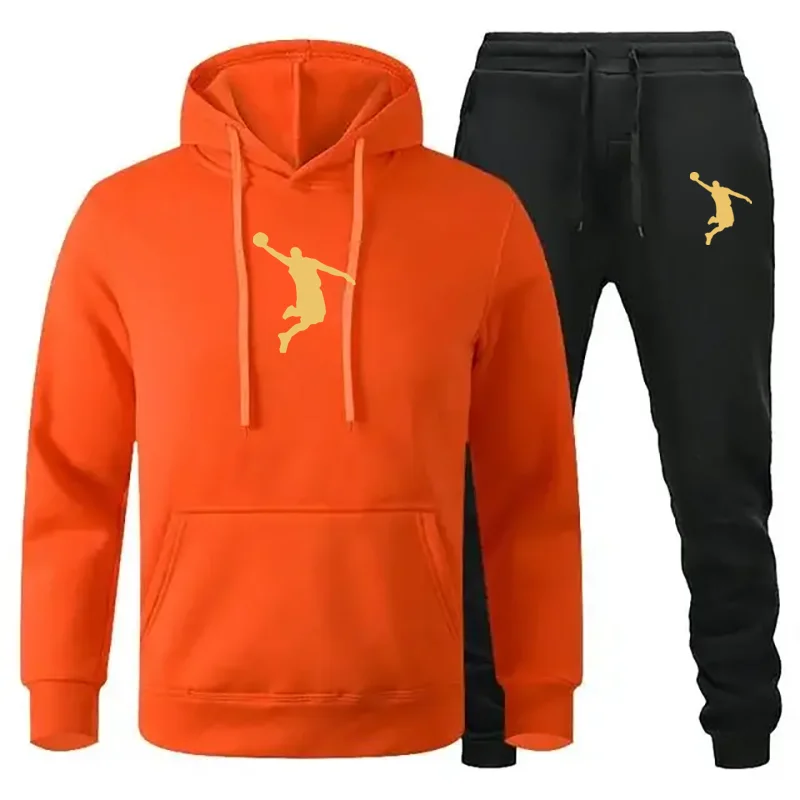 2024 Spring Brand Men Hoodies Sweatshirt+Sweatpants Suit Autumn Winter Warm Tracksuit Sets Men\'s Hooded Outwear