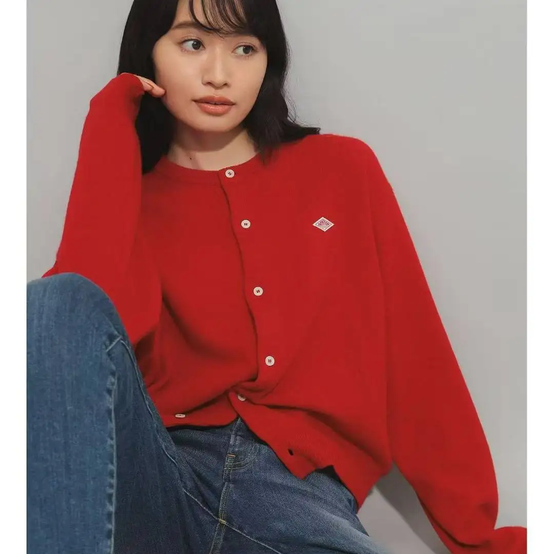 Loose Casual Women's Knitwear round Neck Open Cardigan Single Button Spring Autumn New Style Wool Blend Long Sleeve Color