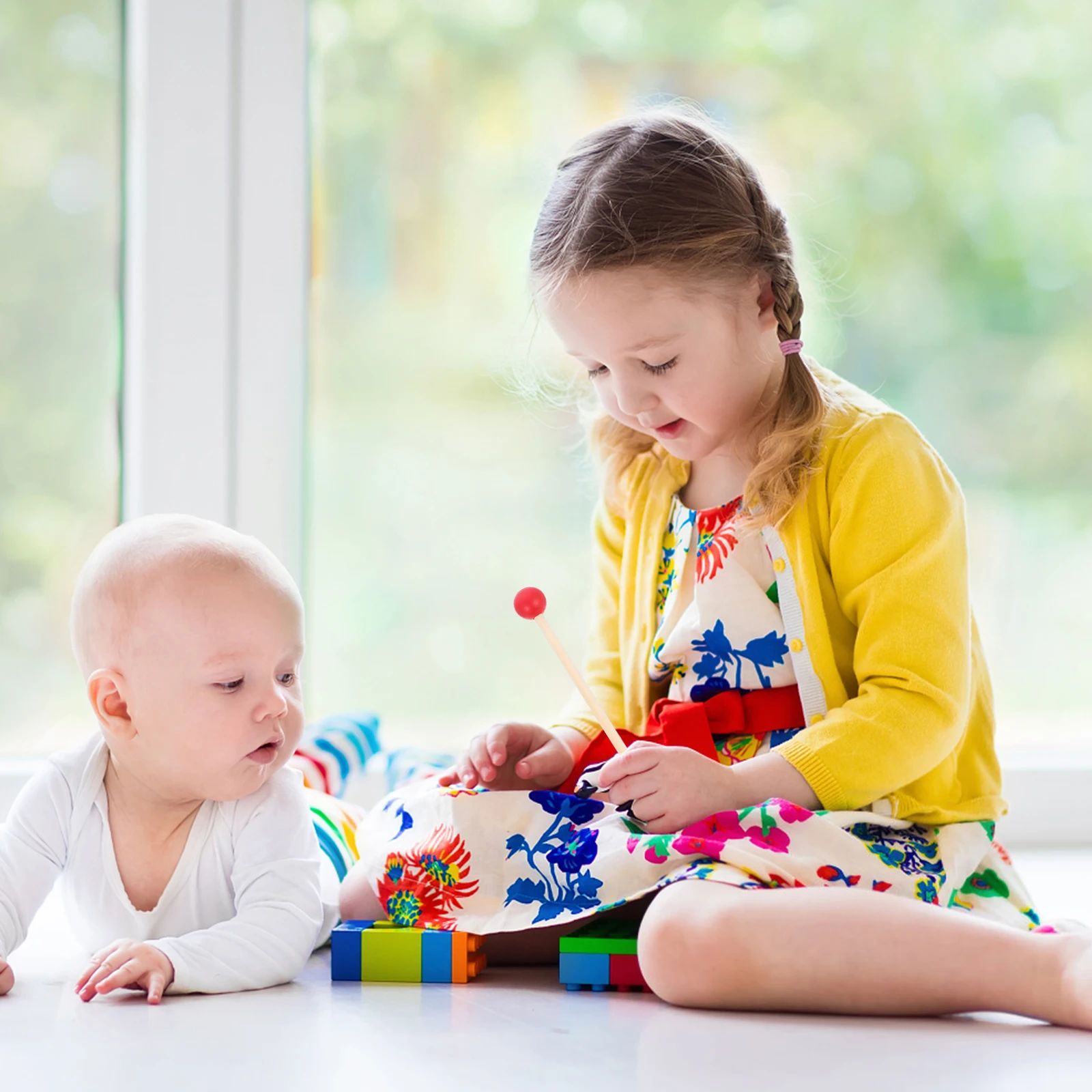 

12Pcs Wooden Drumsticks Balanced Design Percussion Mallet for Drum Practice Performance with Good Touch Feel Red