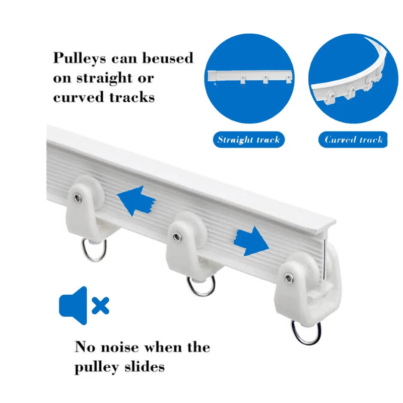 10/20pcs Plastic Flexible Curtain wheel Rollers rail Straight Curved track hanging Hook ring Slider home Hardware accessories