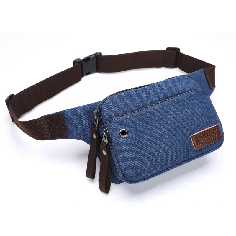 Running waist bag men's mini canvas small square bag waterproof cash register multifunctional wallet outdoor mobile phone bag