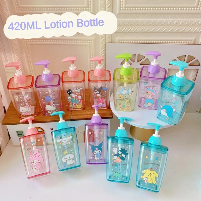 Kawaii Sanrio Hello Kitty Lotion Bottle Creative Anime Kuromi Cinnamoroll Shampoo Lotion Bottle Shower Gel Press Bottle Gift