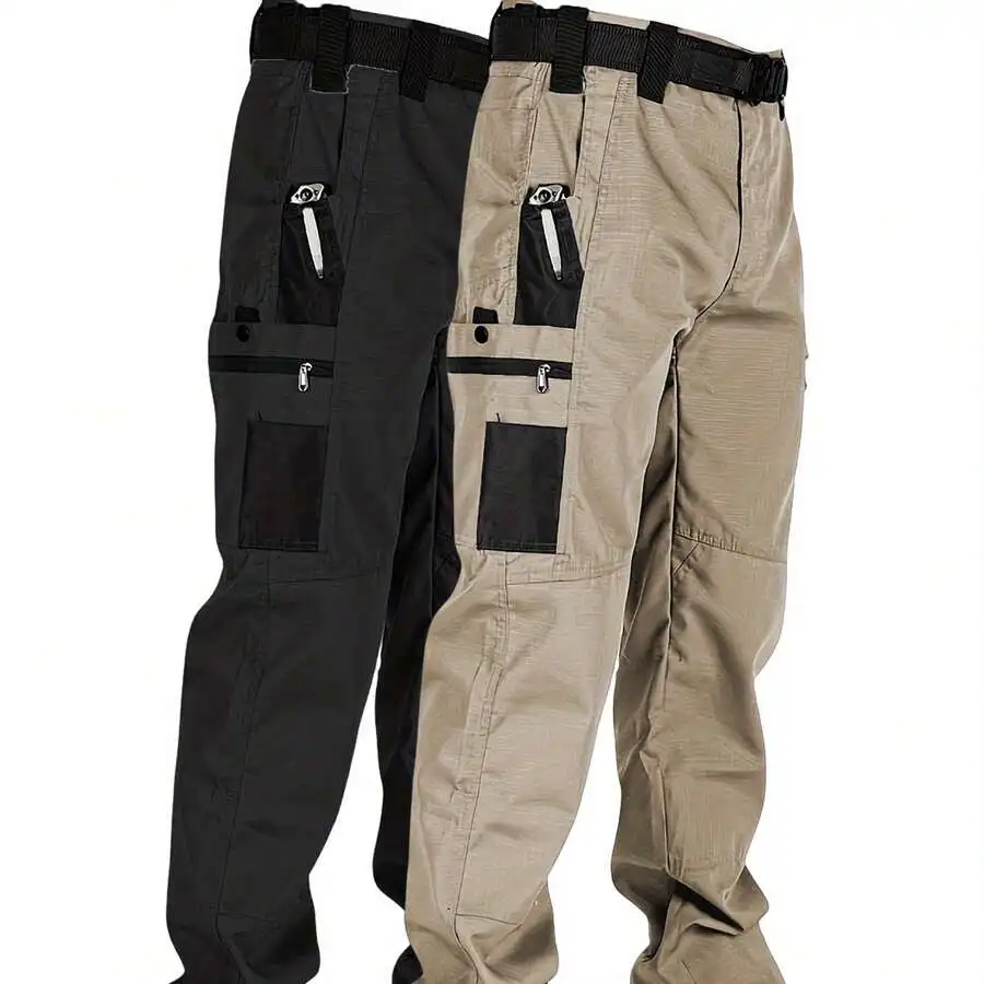 

2 Pack Mens Utility Cargo Pants Lightweight Ripstop Polyester Workwear Casual Outdoor