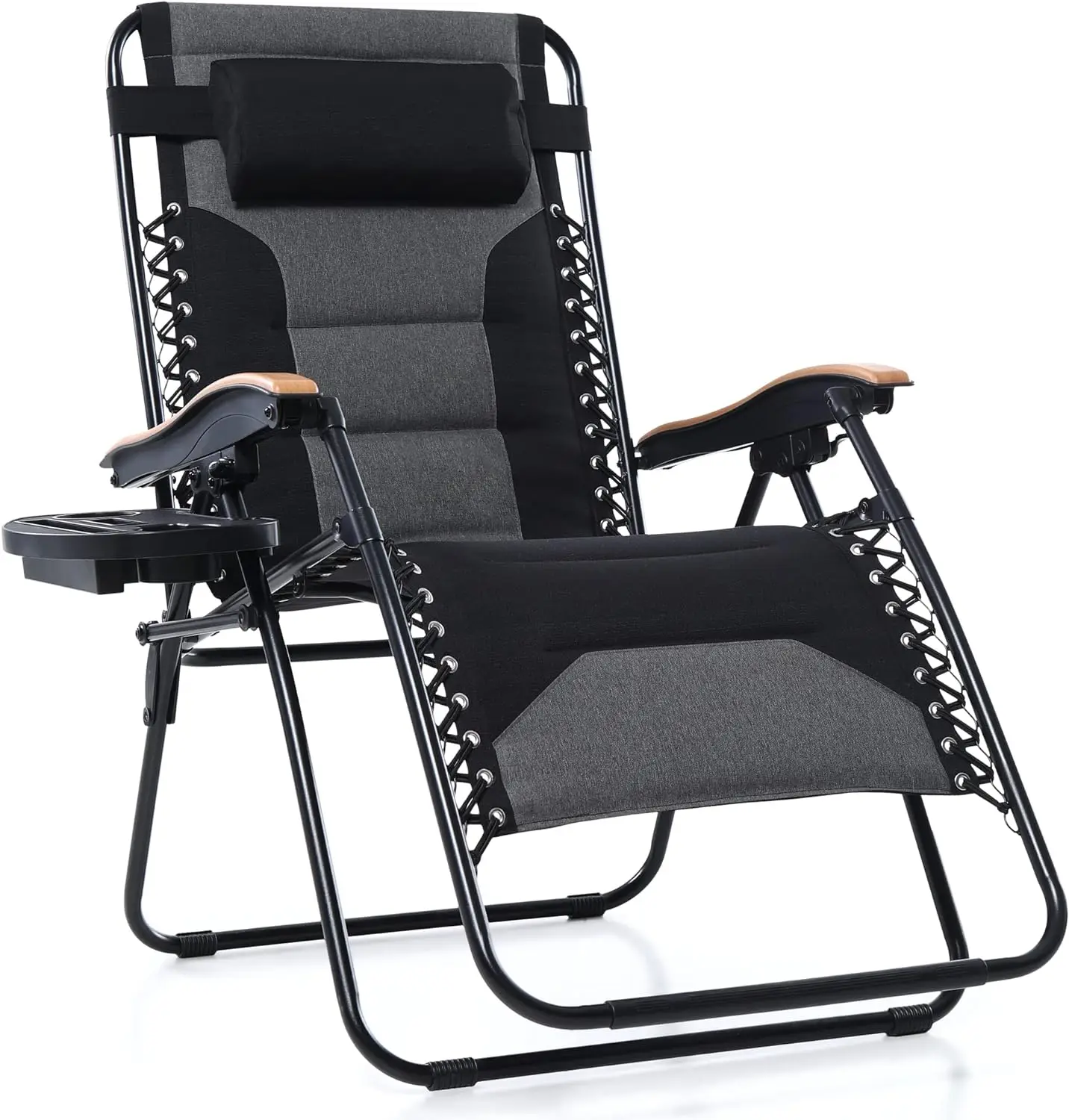 

Oversized Padded Zero Gravity Chair, Foldable Patio Recliner, 30" Wide Seat Anti Gravity Lounger with Cup Holder Support 400 LBS