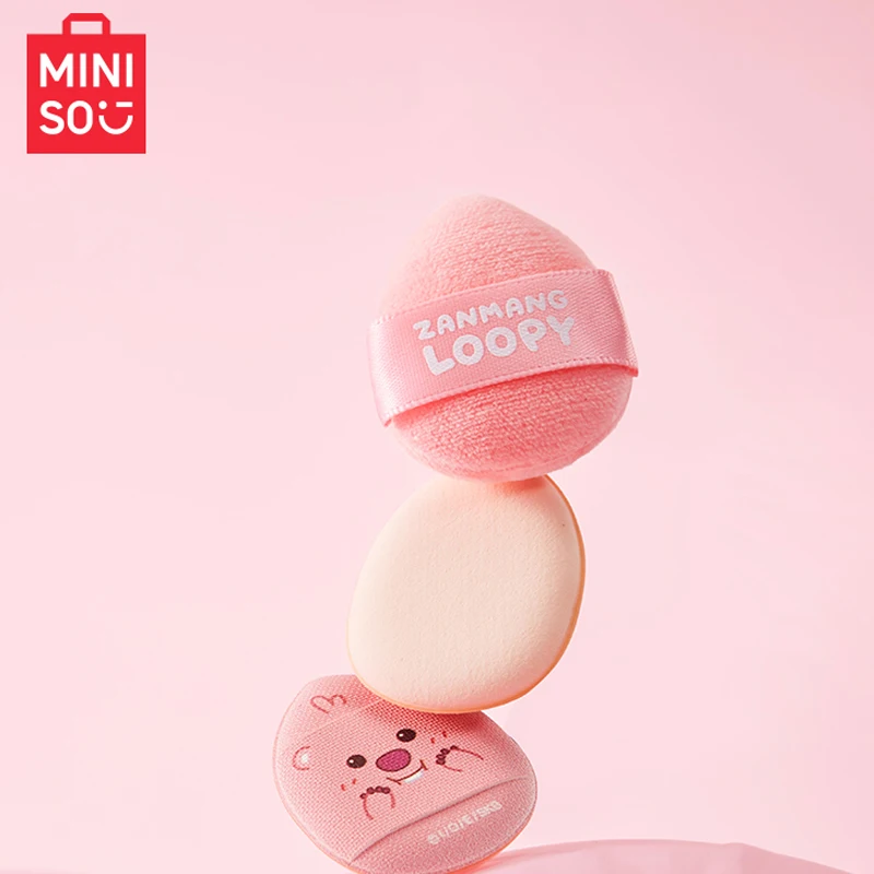 

MINISO 3pc Anime Loopy Mini Finger Powder Puff with Storage Box Kawaii Soft Wet Dry Air Cushion Makeup Sponge Beauty Accessories