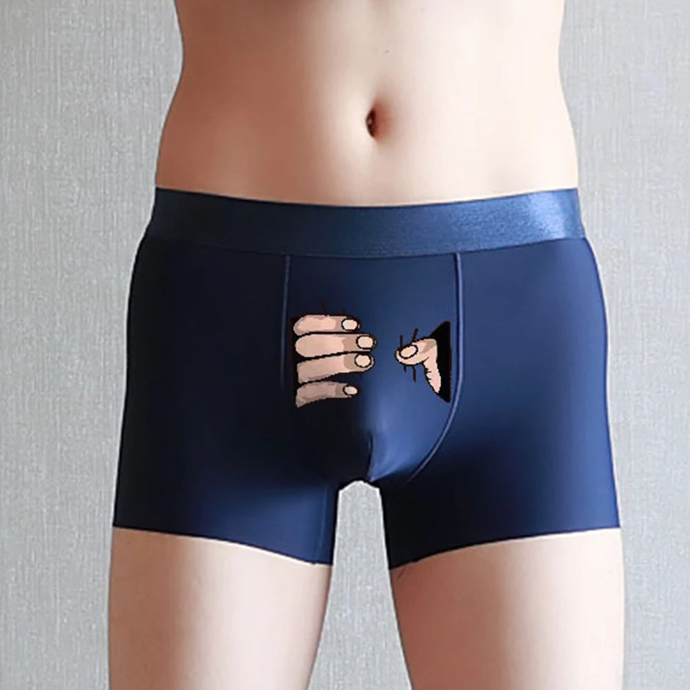 Men Underwear Men\'s Ice Silk Men\'s Boxer Briefs Funny Panties Personality Cartoon Boxer Shorts Soft Breathable Boxershorts