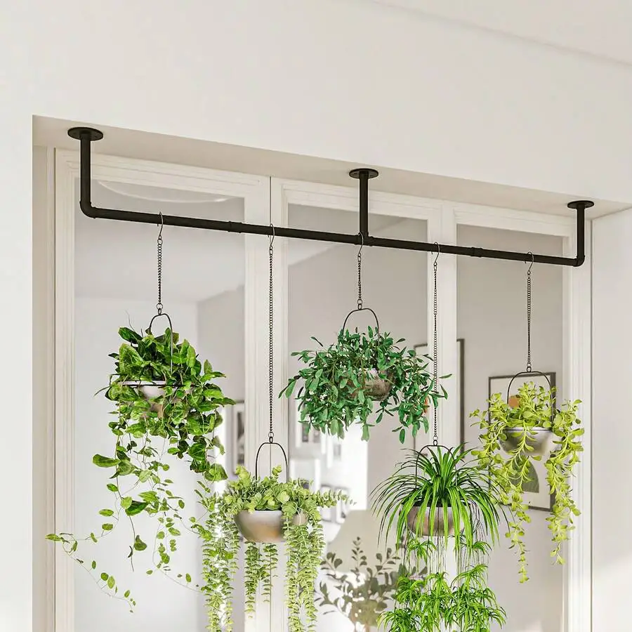 Hanging Plant Holder For Window Plant Plant Hanger Indoor 70in Hanging Planters Rod Shelves Metal Rod Pots Not Included