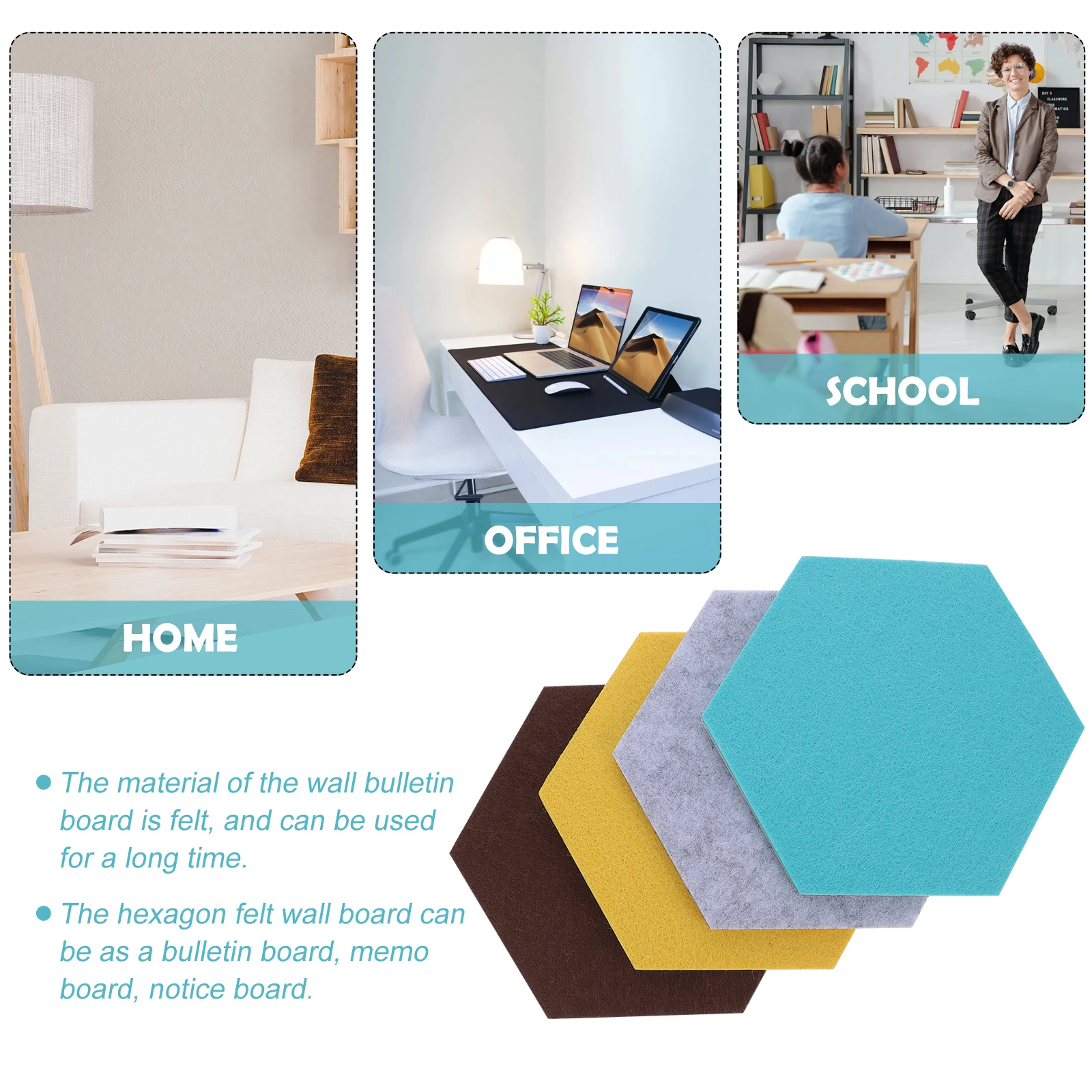 

8 Pcs Felt Hexagon Wall Board Hexagonal Tile Bulletin Boards for Memo Notice Photo Display Arts Crafts Walls Home Decor