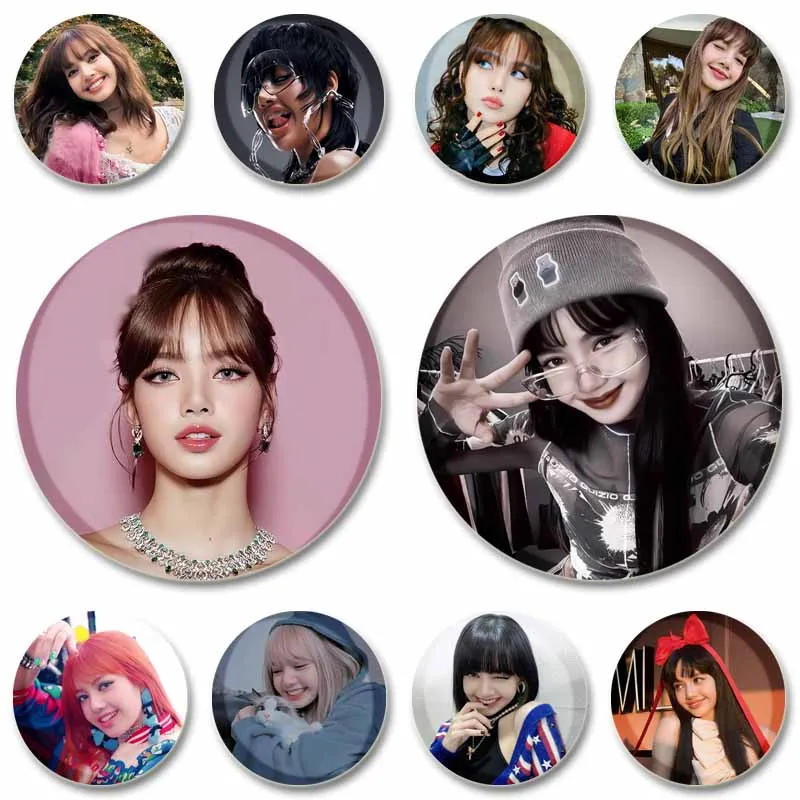 

KPOP Band Singer Lisa Soft Button Badge Pins DIY Backpack Clothes Decor Accessories Round Jewelry Brooch Fans Collection Gifts