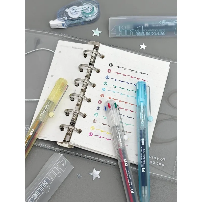 caneta-gel-multicolorida-4-em-1-planwith-05mm-transparente-e-estilosa-para-o-verao-com-design-minimalista-canetas-de-papelaria-de-secagem-rapida-e-sem-manchas