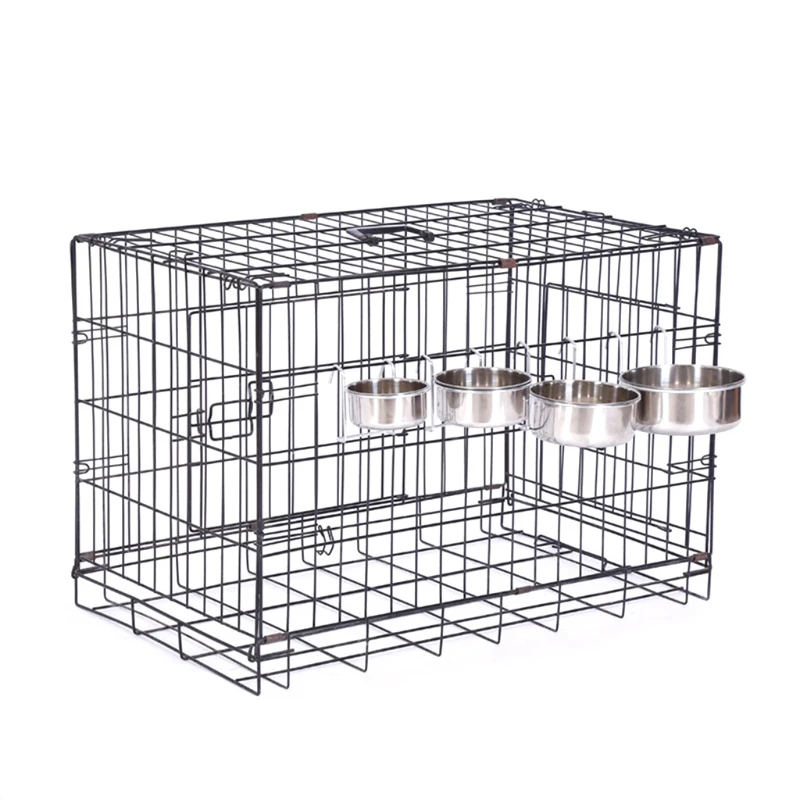 Dog Crate Bowls Non Spill Stainless Steel Hanging Bunny Feeder with Wire Hanger