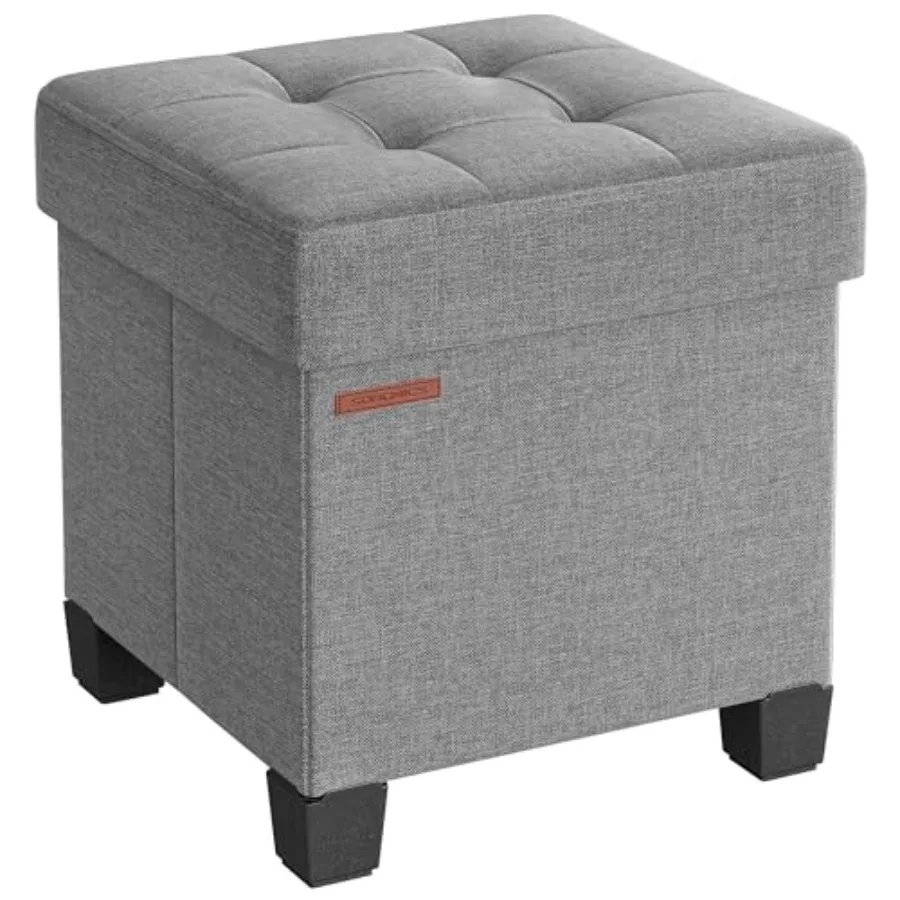 Storage Ottoman, Small Ottoman Feet Rest with Legs, 15 x 15 x 15.7 Inch Feet Stool, Load up to 660 lb, for Living Room, Bedroom