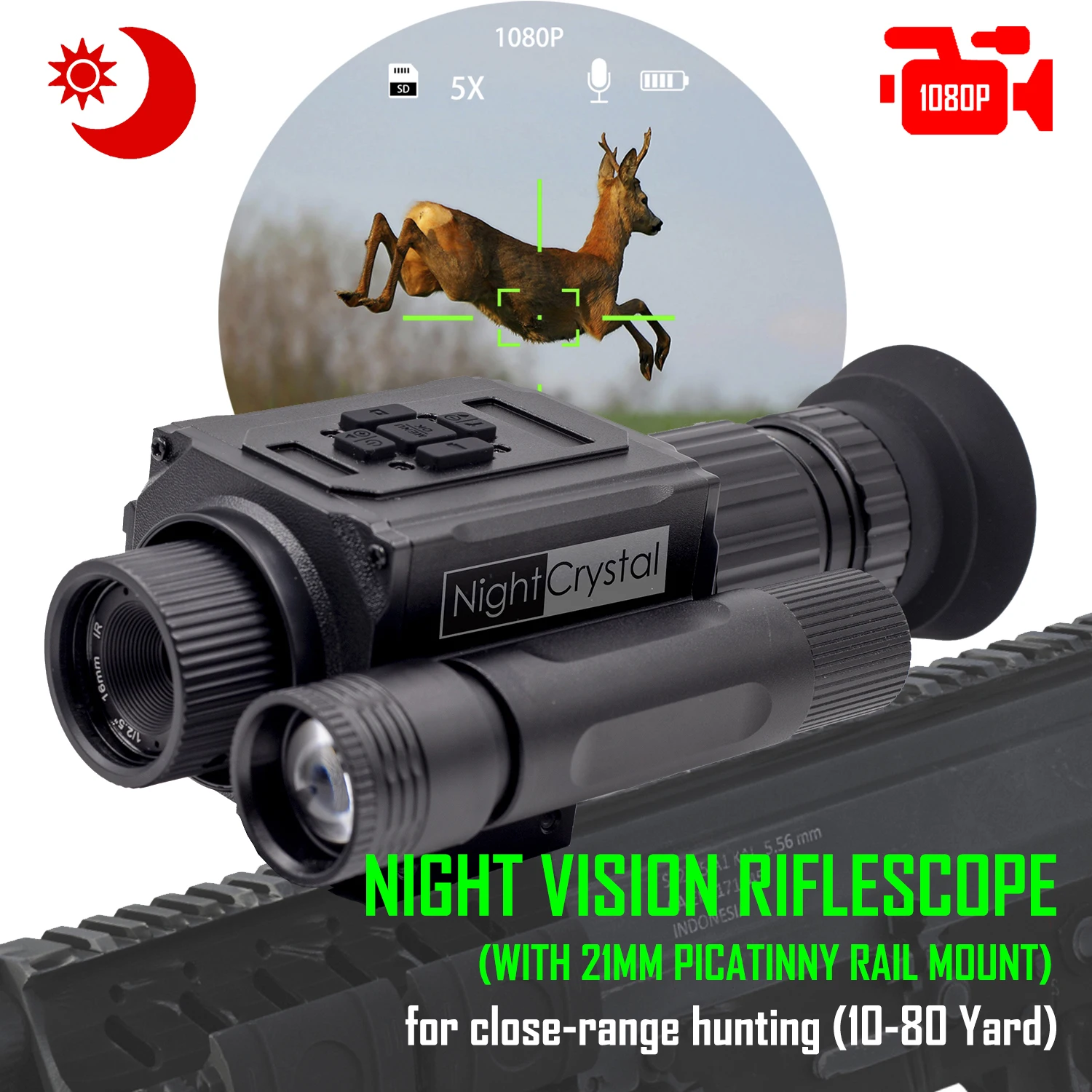 Megaorei NK008 Night Vision Scope Camera, 940nm IR Digital Monocular, 16mm Wide Angle Lens for Close-Range Hunting Pest Control