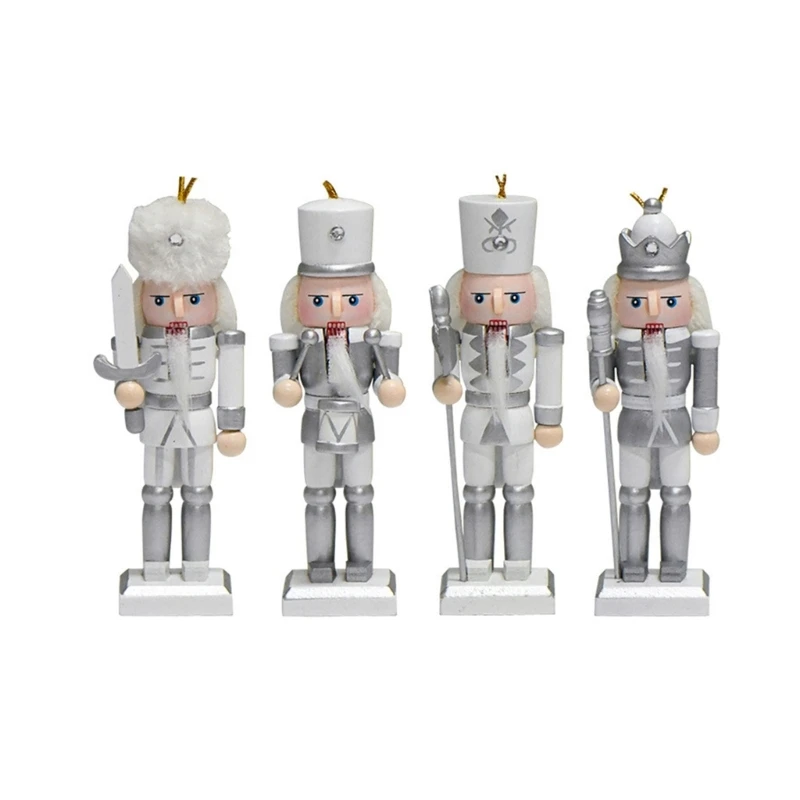 

4pcs Nutcrackers Soldier Figures Christmas Puppet King for Tree Hangings Desktops Decorations Holiday Gift