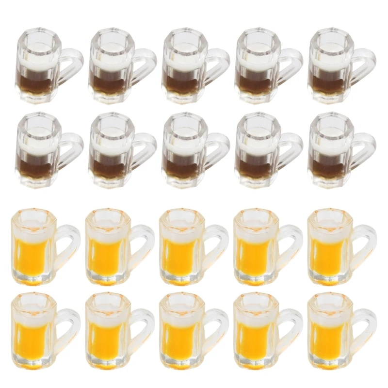 10Pcs/set DIY Simulation Beer Mug Miniature Beer Glass Resin Jewelry Accessories