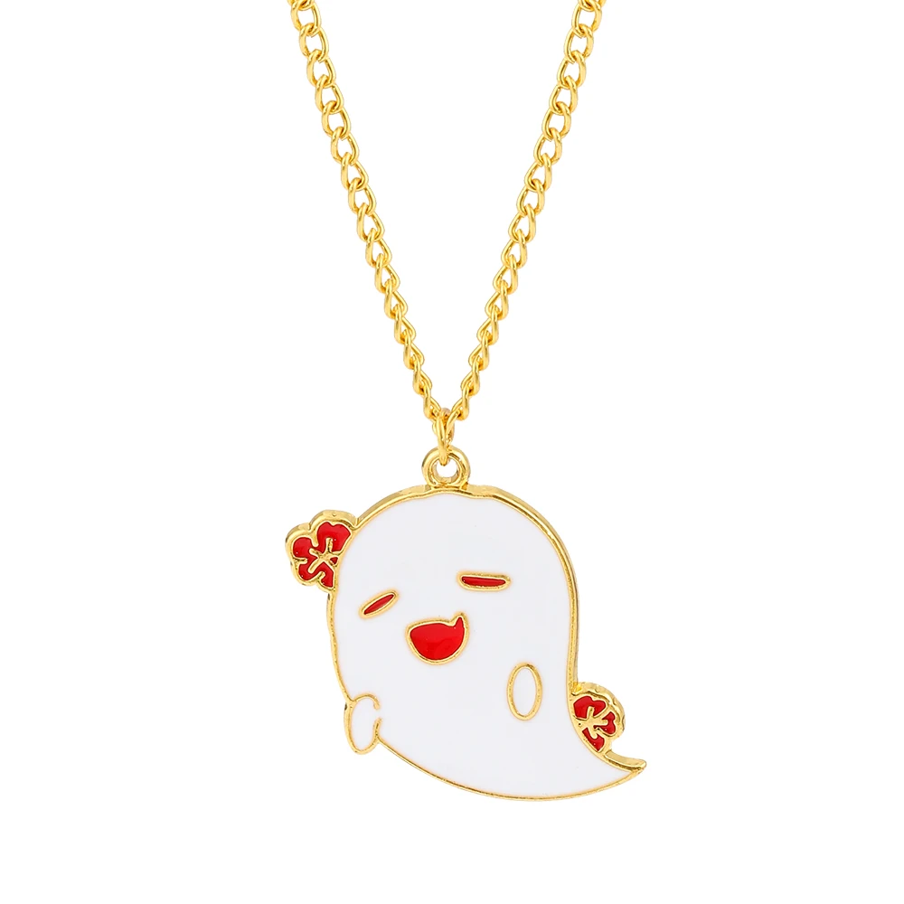 

Милый кулон-подвеска «Маленький призрак Ху Тао» с золотой эмалью, кавайное украшение-чокер, сладкий подарок для девочек, модный аксессуар