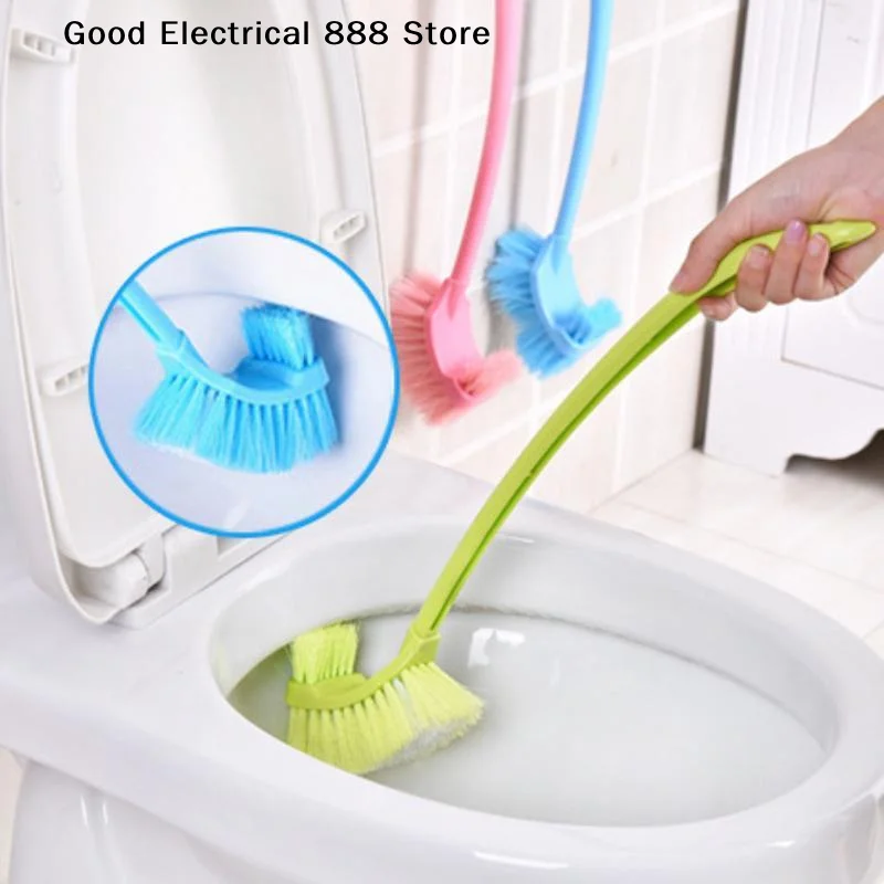 【G】Curved Toilet Brush With Stiff Dense Bristles Nonslip Long Handle Perfect For Household Bathroom Deep Cleaning