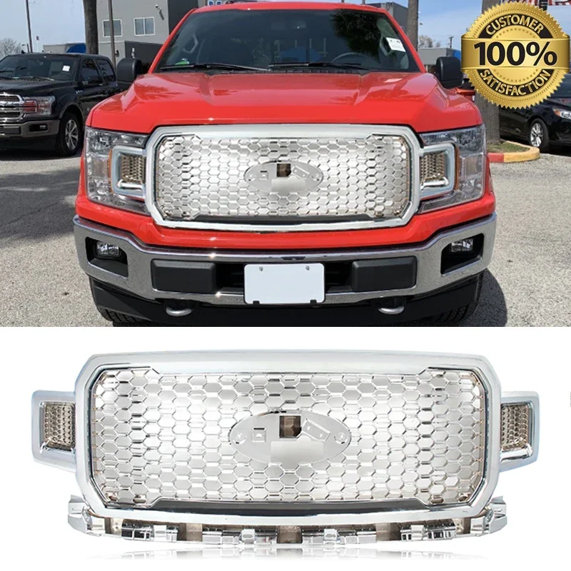 

For Ford F-150 F150 2018-2020 Front Bumper Grille Upper Grill Assembly Chrome