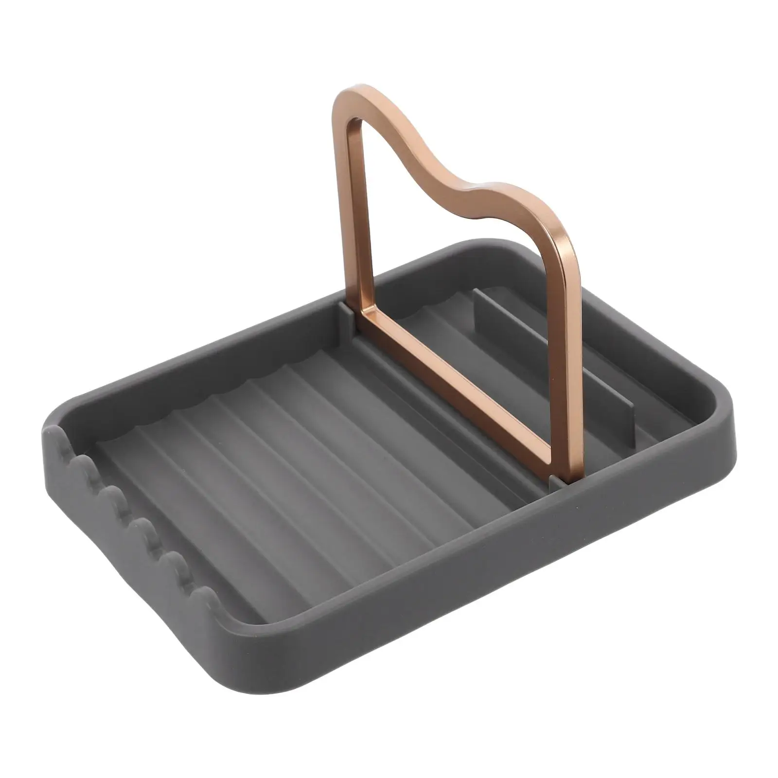 

Spoon Rest Pot Lid Holder Grey Plastic Multifunctional Design Cooking Utensils Storage Rack Ladle Holder Countertop