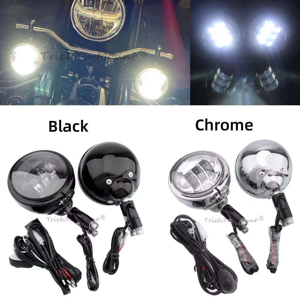 

1 Set Universal 30W LED Fog Lights Auxiliary Spot Lights For BMW R18 Kawasaki Suzuki Yamaha Honda Motorcycle 22mm Bar Fog Lamp
