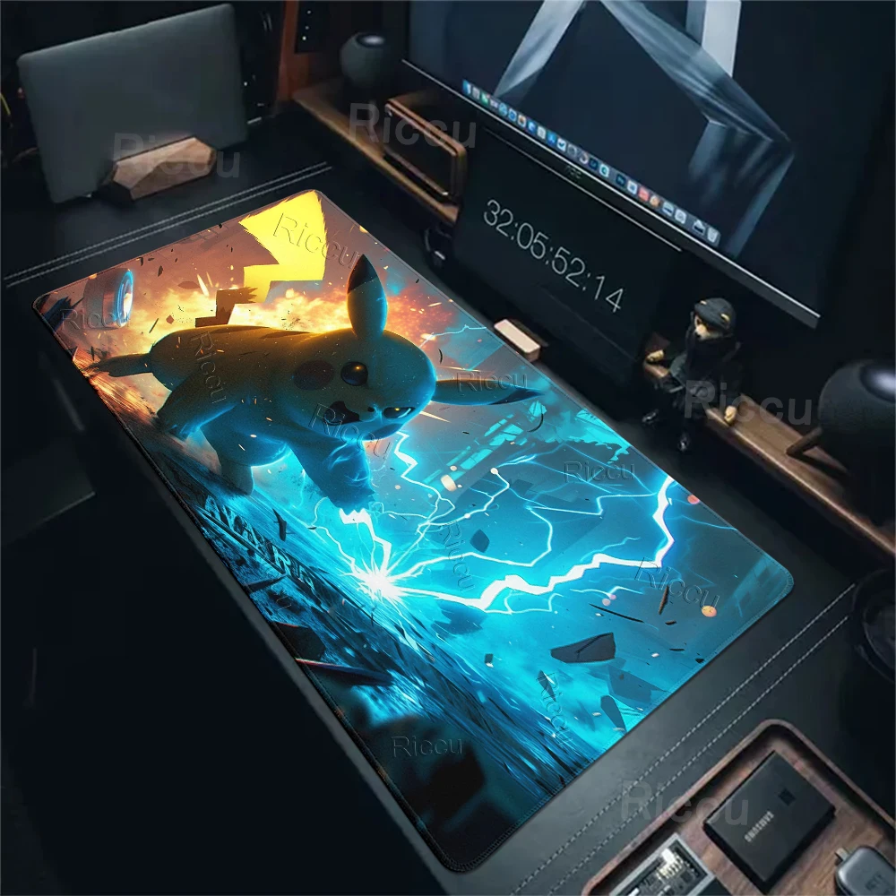 Japan Anime Mauspad PC Buntes Cooles Lightning Pikachu Gamer Schreibtischunterlage P-Pokémon Tastaturmatte Laptop Gaming Gummimatten