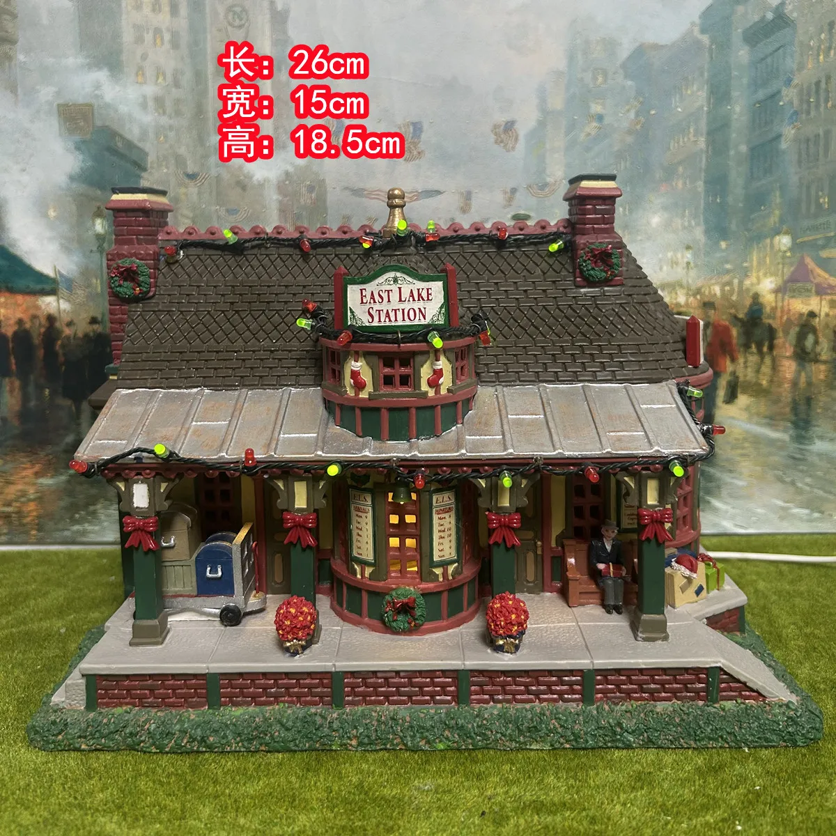 Lámpara de Noche de Cerámica Pintada Lemax, Modelo Casa Estación Lago Oriental, Adorno Arquitectónico, Decoración para el Hogar, Regalo