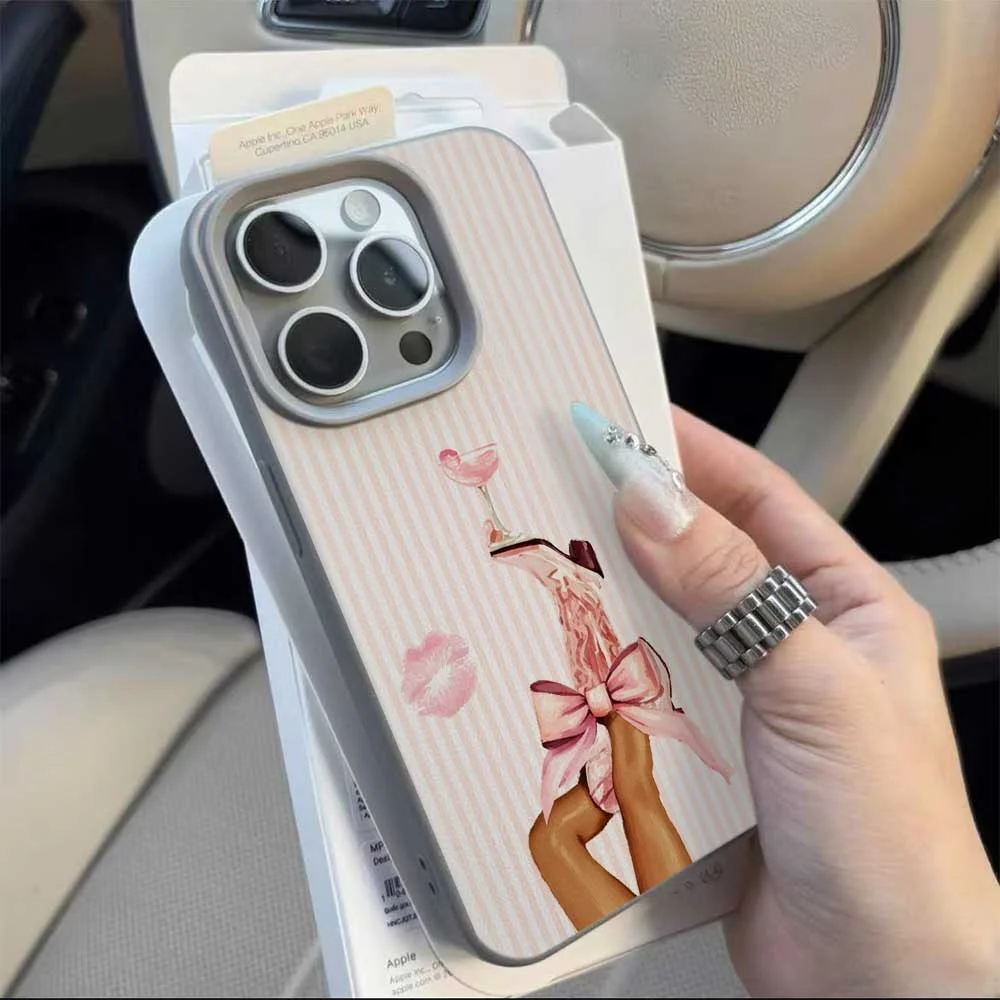 Coquette Legs mit Schleife Handyhülle für iPhone 17 16 15 14 13 12 11 Pro Max 16 15 Plus XR Silikon Matt Weich Stoßfest – Detail 9