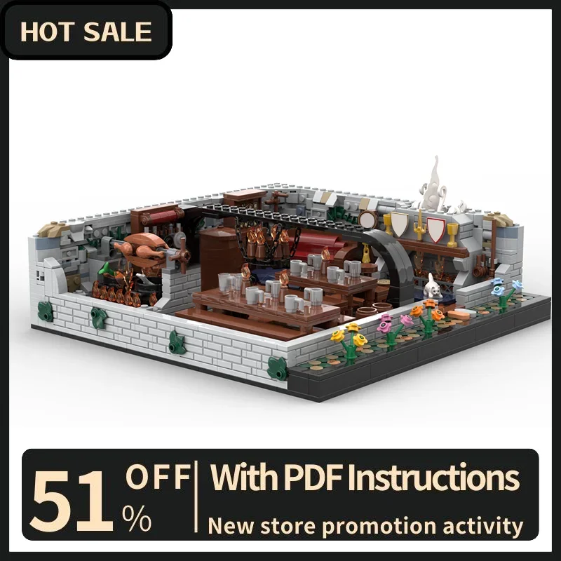 New 1676Pcs Moc European Medieval Street View Tavern Diorama Model Building Custom Puzzle Diy Creative Ideas Toys Birthday Gifts