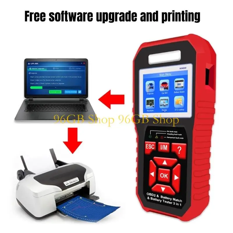 

96GB Durable Oil Reset OBD2 Scanner Car Battery Tester Engine Check Code Reader Tool