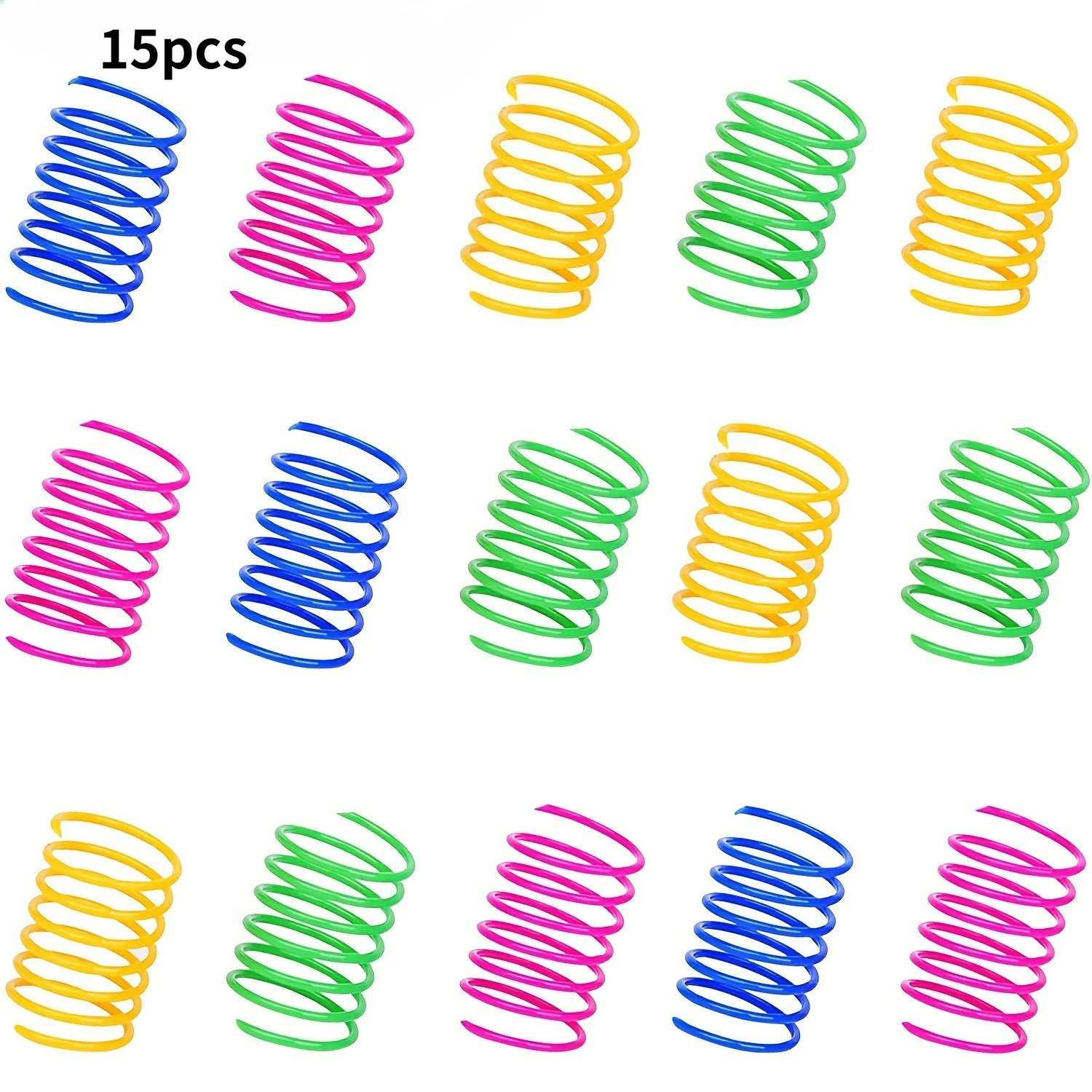 15pcs Random Color Pet Wide Colorful Springs Cat Toys Plastic Coil Spiral Springs for Cat Kitten Pets