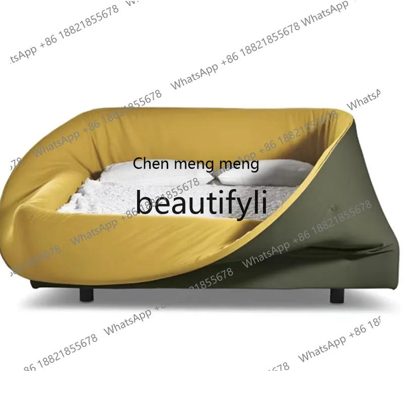 

Bird's Nest Bed Cream Style Designer Fabric Floor-to-Floor Bird's Nest Double Guardrail Anti-fall Creative Network Bed H