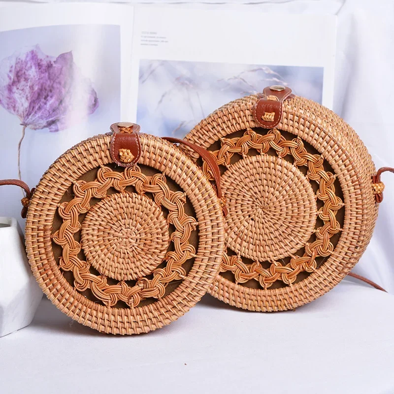 Creative rattan bag storage box retro hand-woven hollow storage box art and function