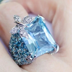 Luxurious Blue Topaz BUTTERFLY Cocktail Ring, Gemstone Antique Ring, Large Butterfly Inspired Ring, Women's Party Wear Ring