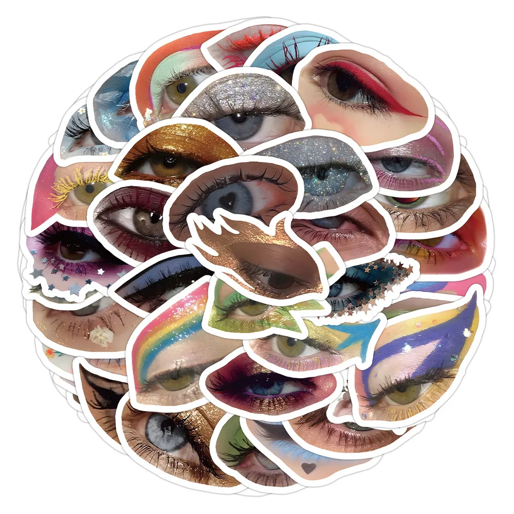 10/30/60pcs Colourful Eye Makeup Eyes Stickers Aesthetic Graffiti Cool Waterproof Decal DIY Phone Notebook Fridge Decoration Toy