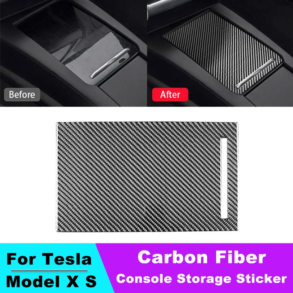 

For Tesla Model X S Carbon Fiber Console Storage Box Protective Sticker Automotive interior Scratch Resistance