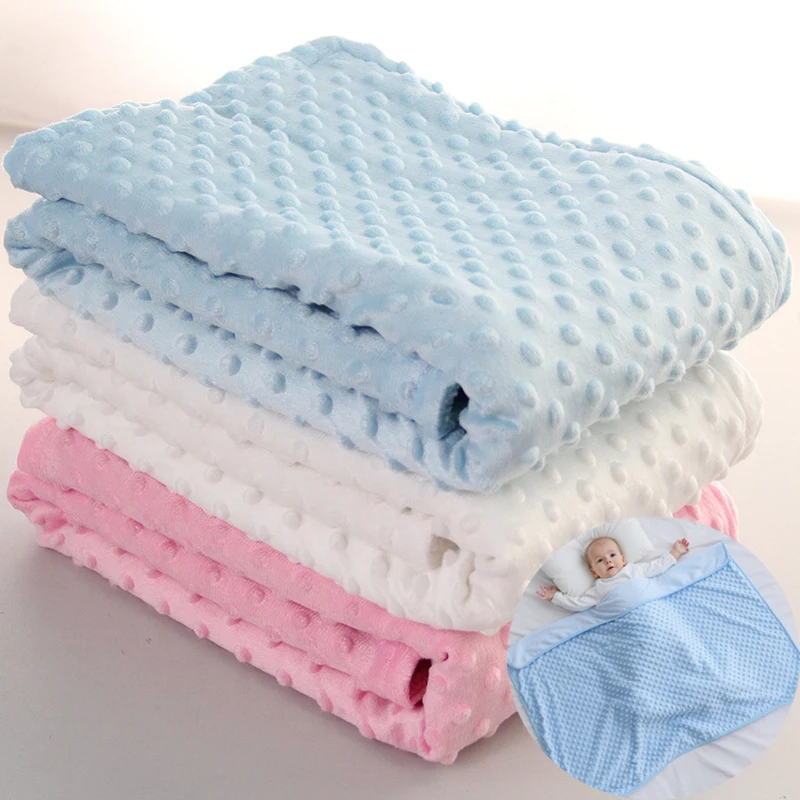 75*120CM Autumn Baby Blanket Warm Double Layer Swaddle Wrap Newborn Thermal Soft Fleece Bath Towel Baby Stroller Blanket