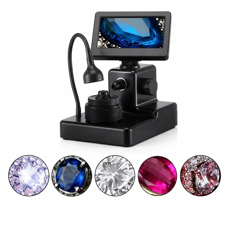 4.3 Inch LCD HD Screen Diamond Girdle Code Viewer Microscope 50X-1000X Magnification for Loose Stone Inscription Reading Tool